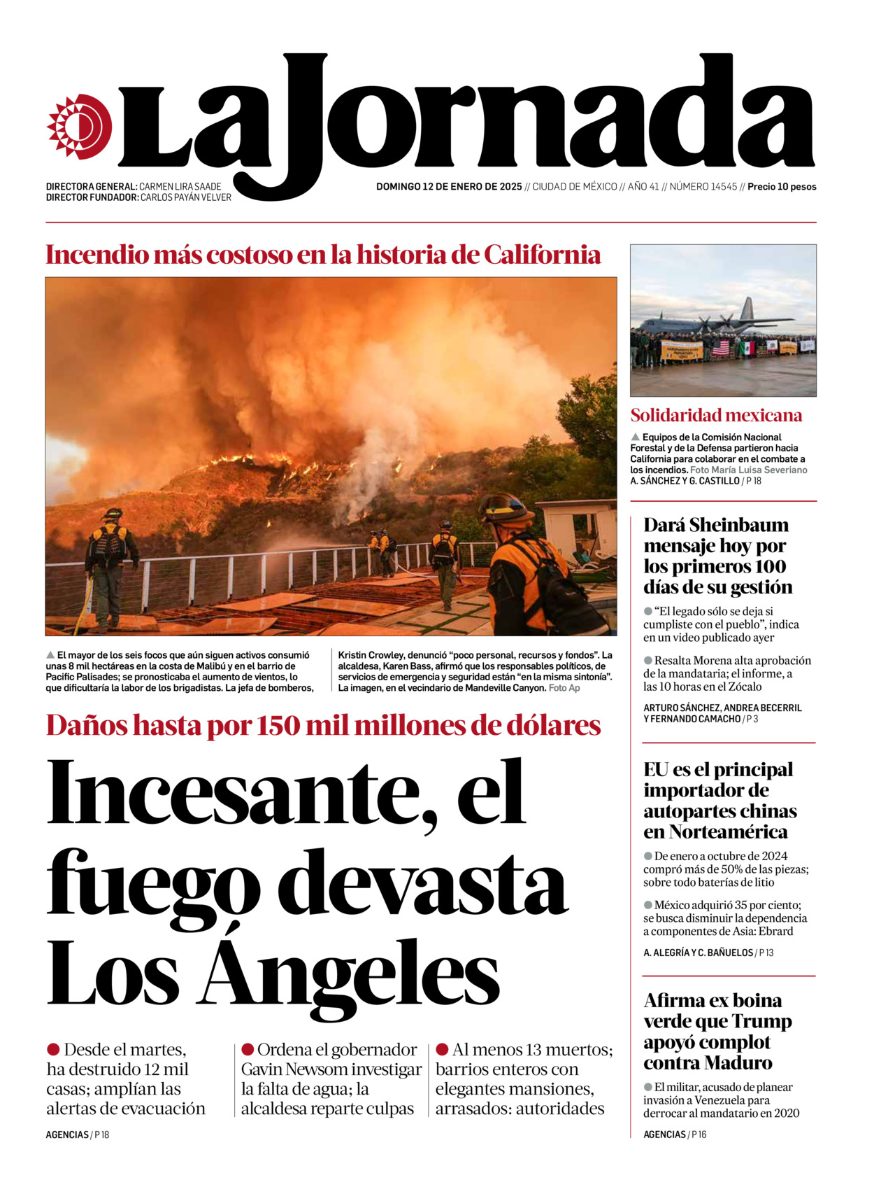 La Jornada, edición del domingo 12 de enero de 2025