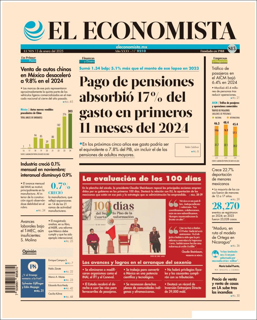 El Economista, edición del lunes 13 de enero de 2025