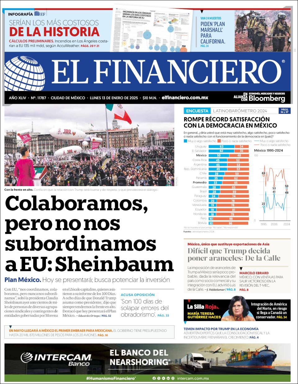 El Financiero, edición del lunes 13 de enero de 2025