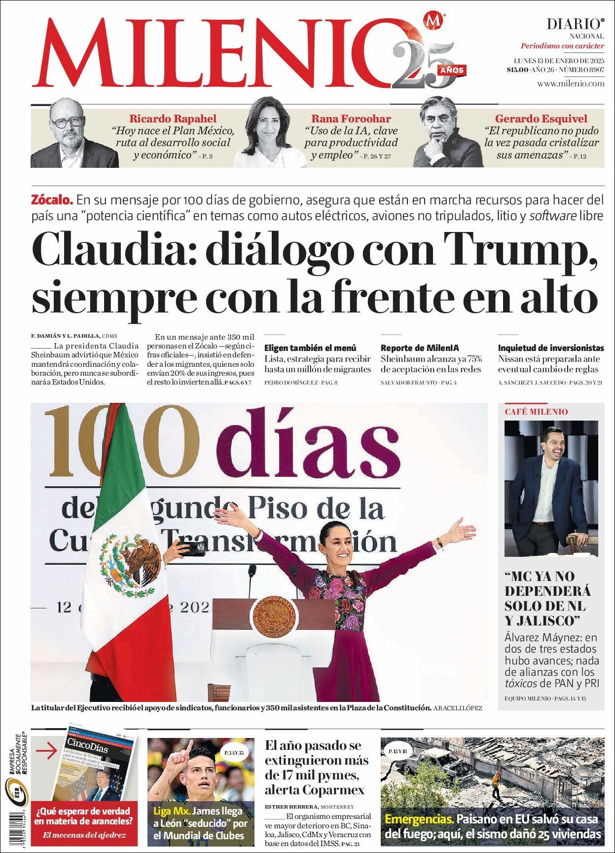 Milenio, edición del lunes 13 de enero de 2025