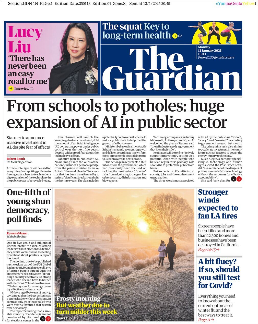 The Guardian, edición del lunes 13 de enero de 2025