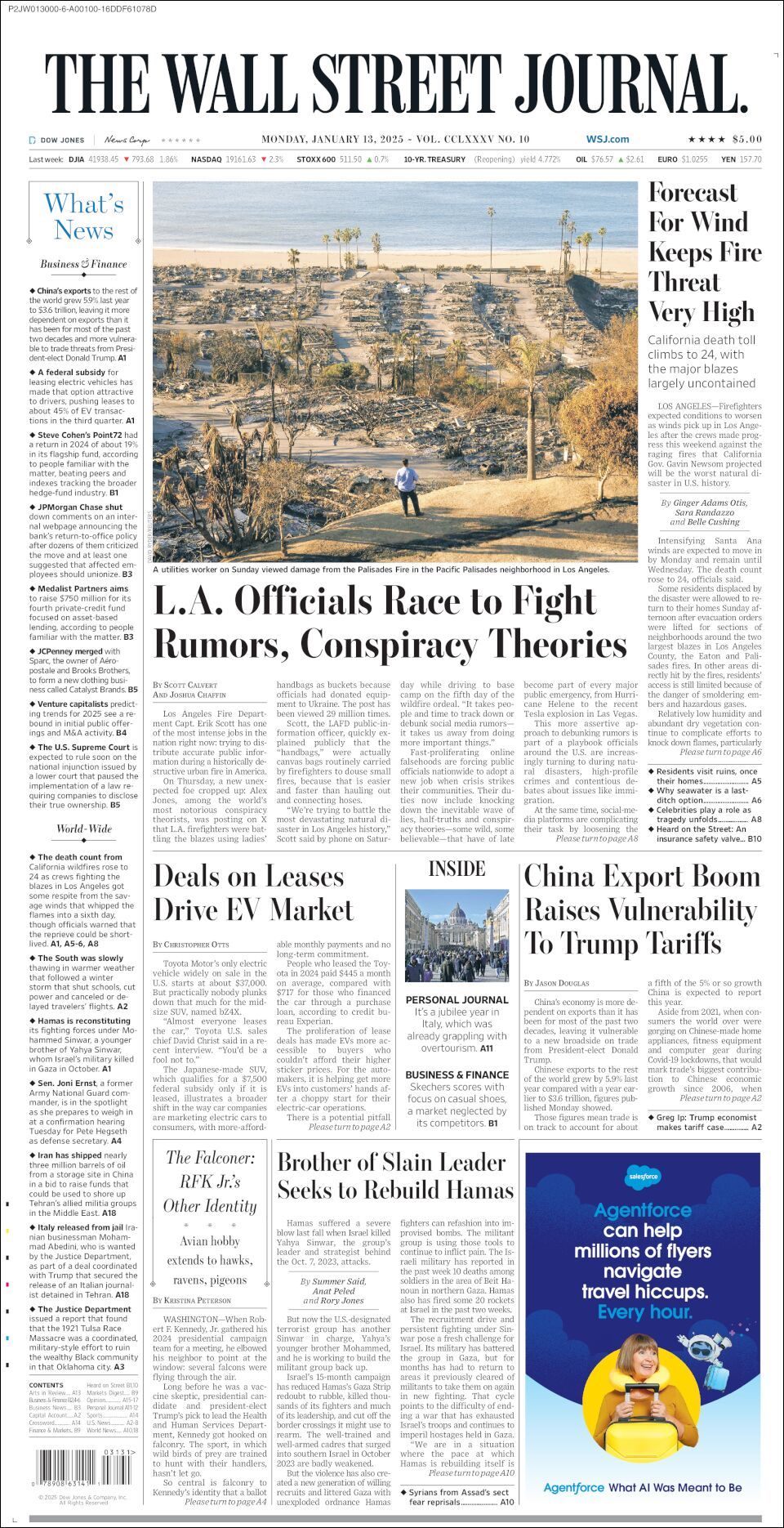 The Wall Street Journal, edición del lunes 13 de enero de 2025