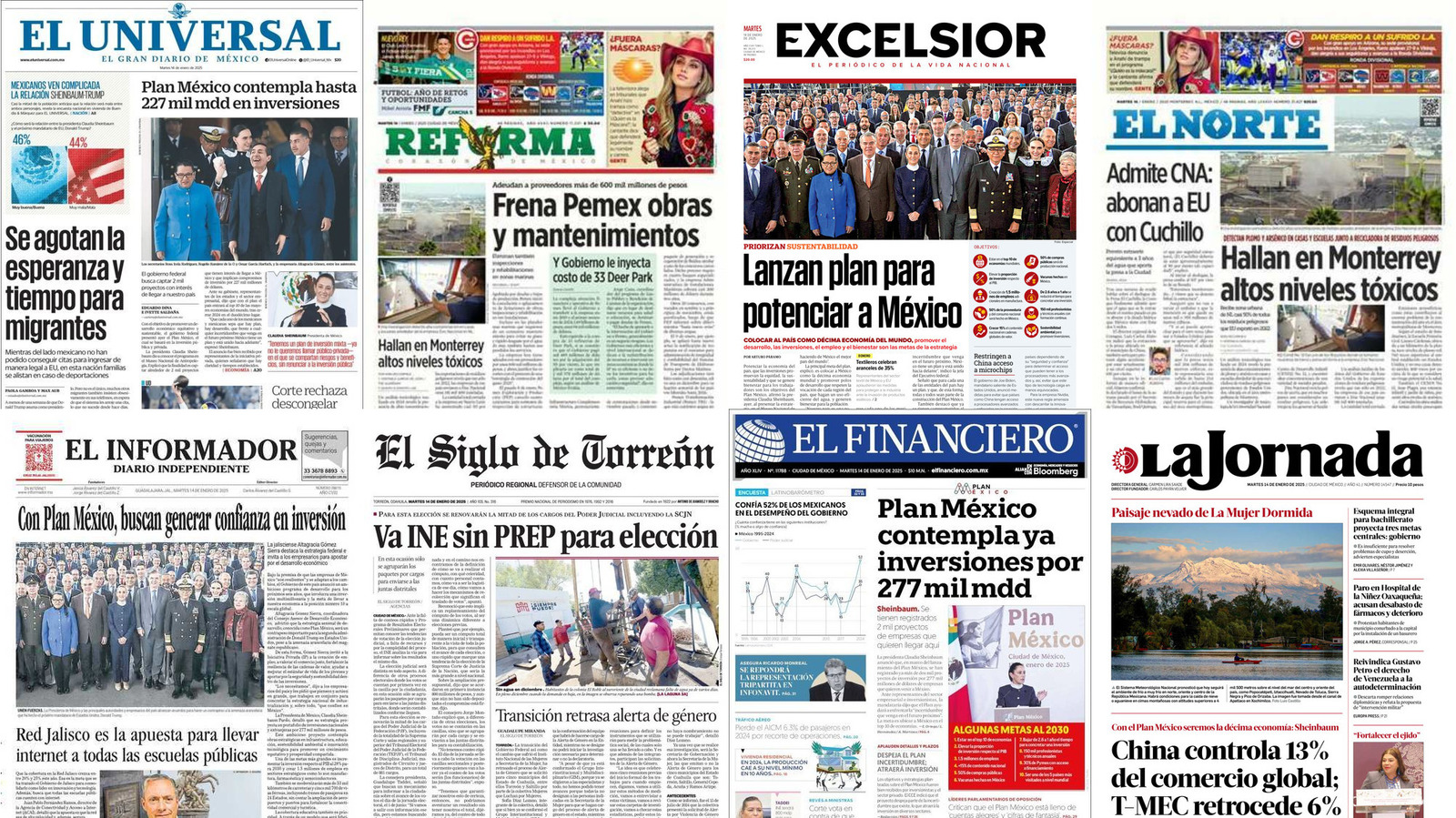 Portadas de periódicos impresos más importantes de México hoy