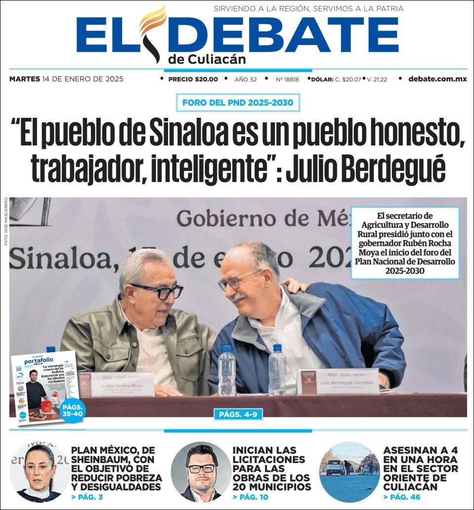 El Debate Culiacán, edición del martes 14 de enero de 2025