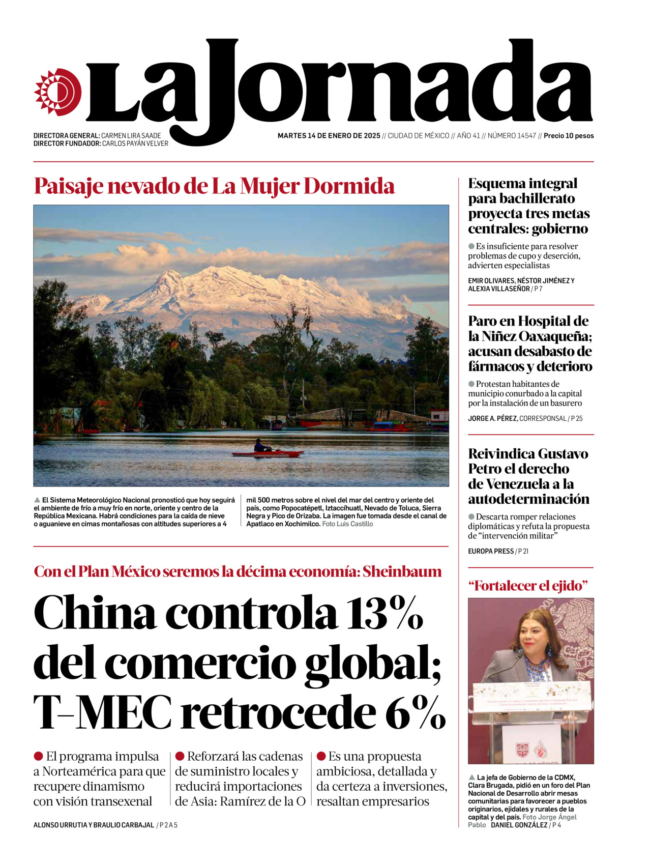 La Jornada, edición del martes 14 de enero de 2025