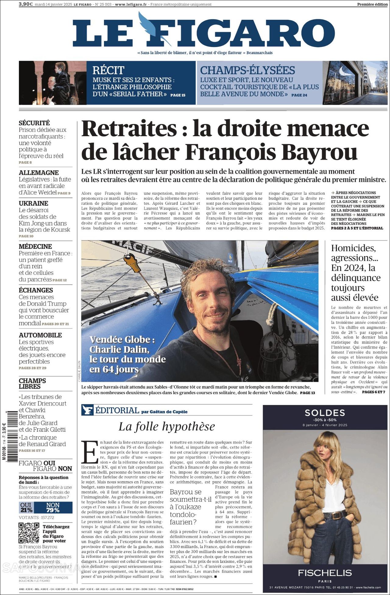 Le Figaro, edición del martes 14 de enero de 2025