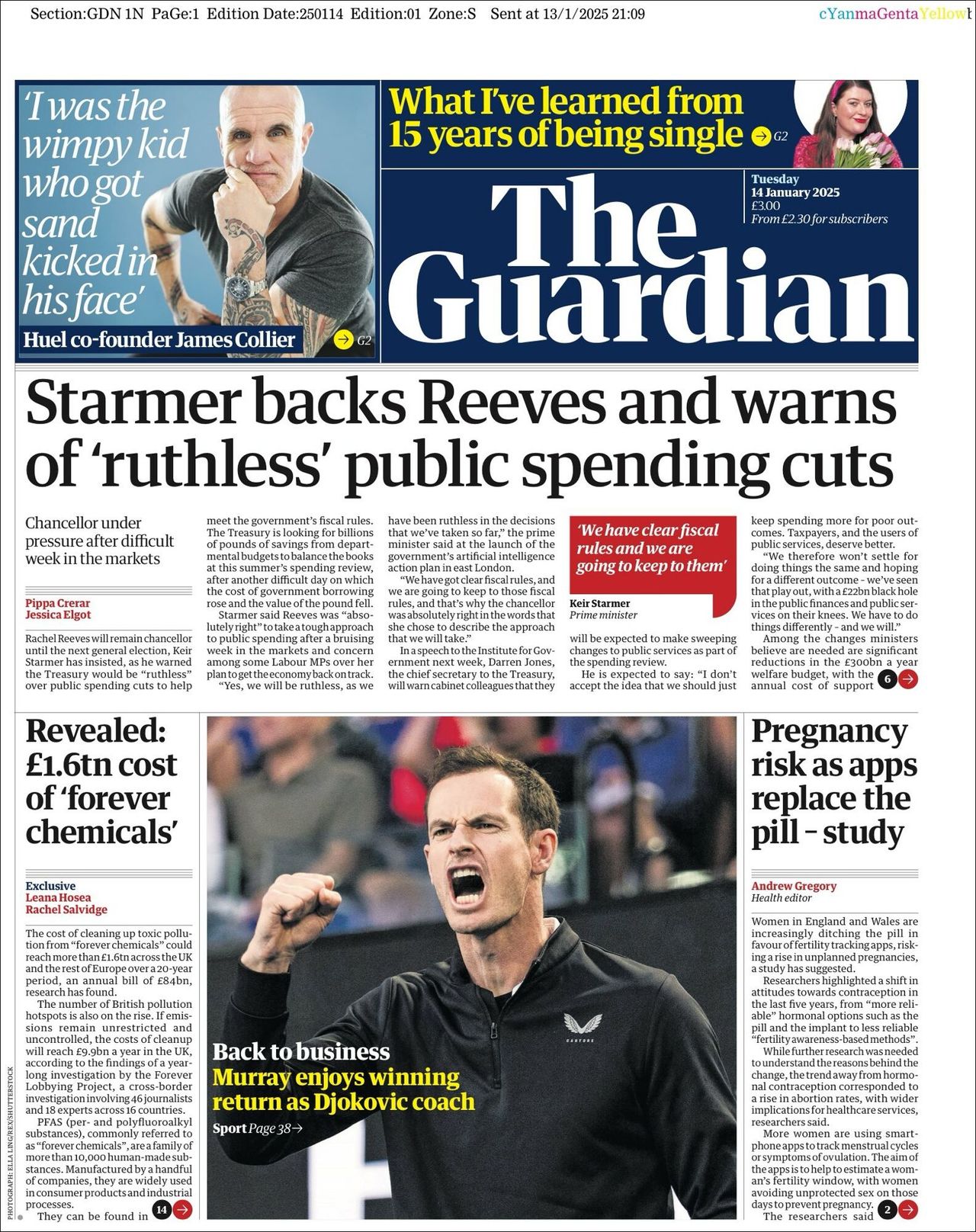 The Guardian, edición del martes 14 de enero de 2025