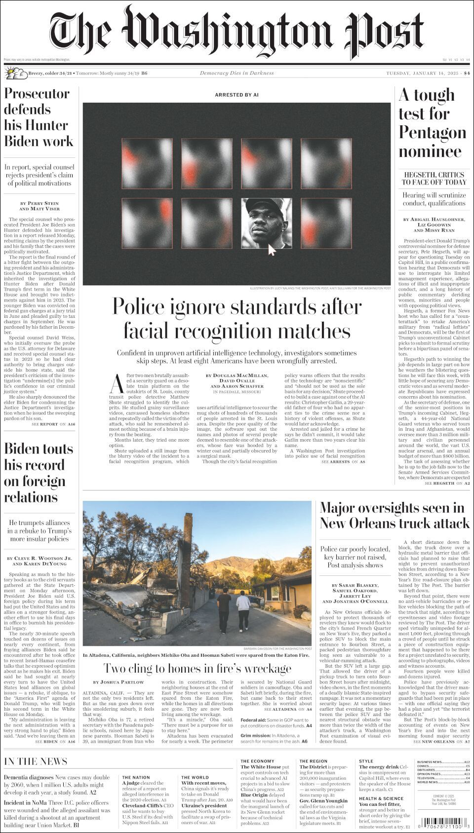 The Washington Post, edición del martes 14 de enero de 2025