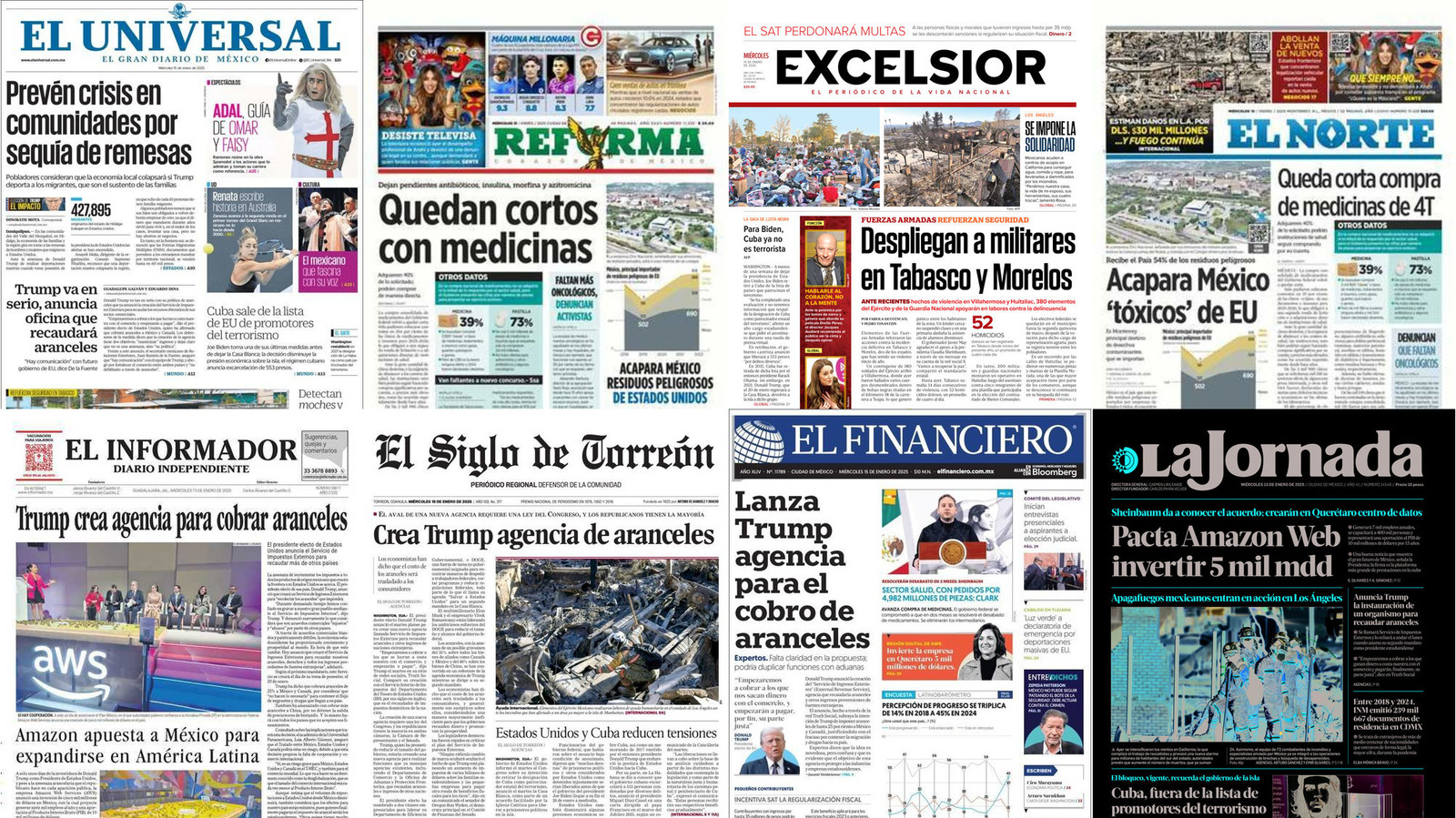 Portadas de periódicos impresos más importantes de México hoy