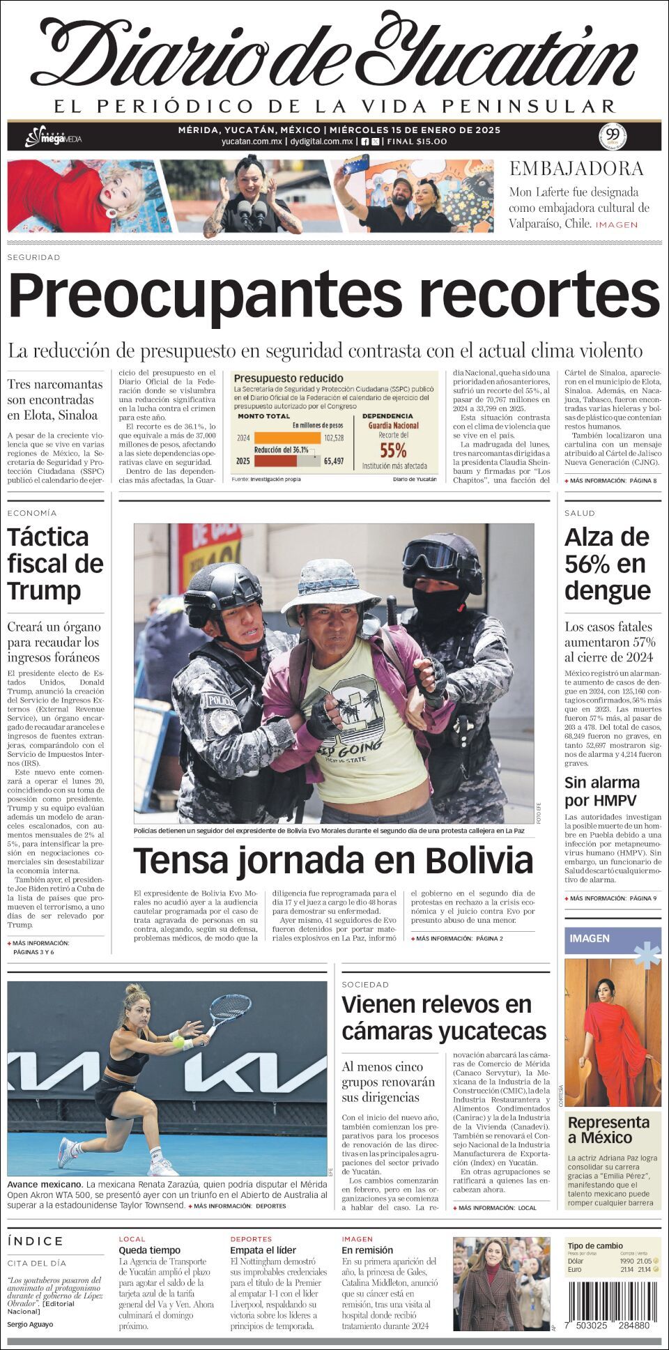 El Diario de Yucatán, edición del miércoles 15 de enero de 2025