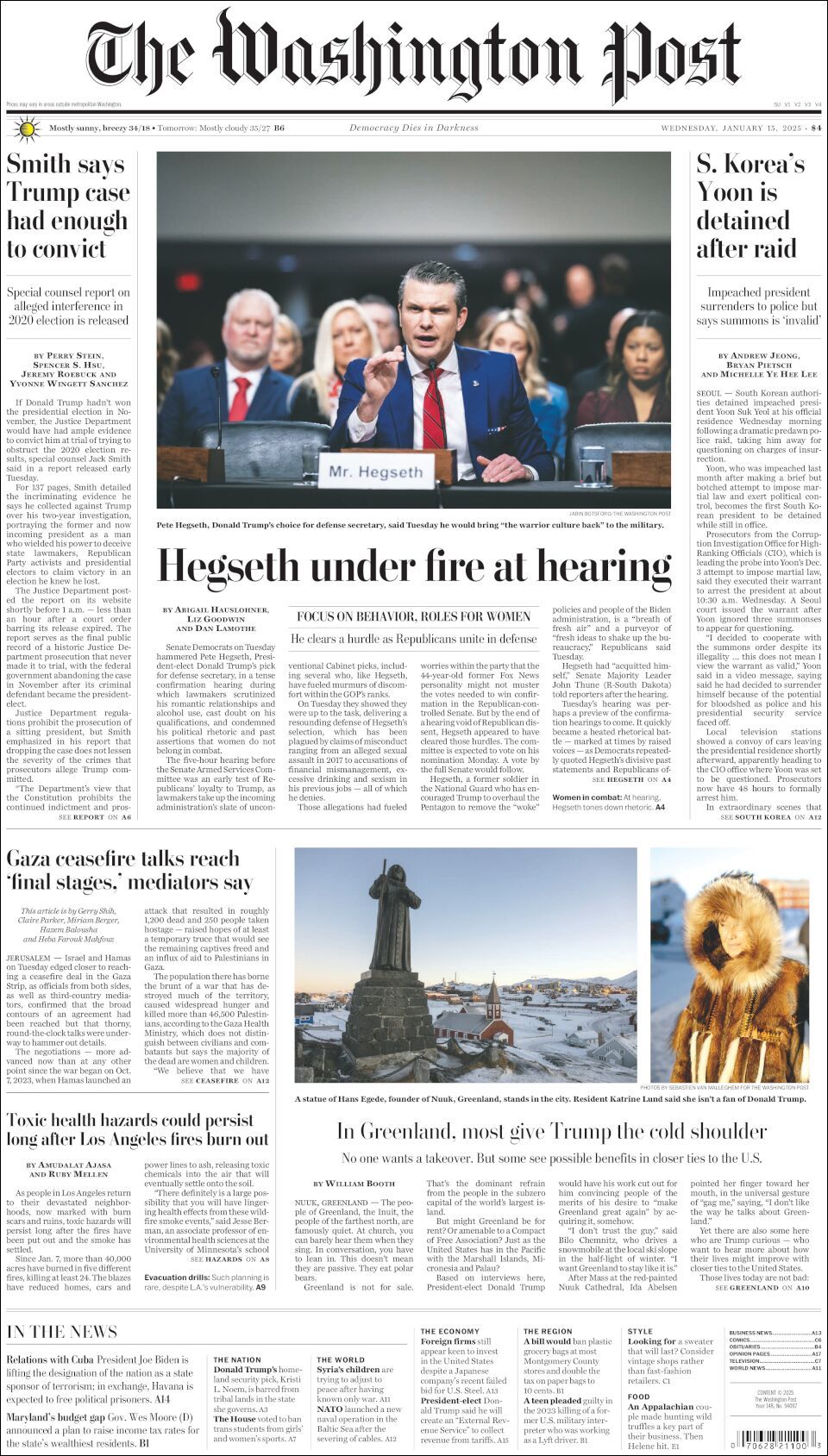 The Washington Post, edición del miércoles 15 de enero de 2025