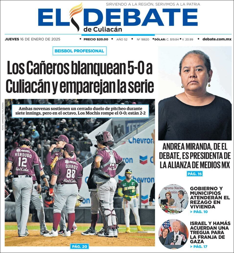 El Debate Culiacán, edición del jueves 16 de enero de 2025