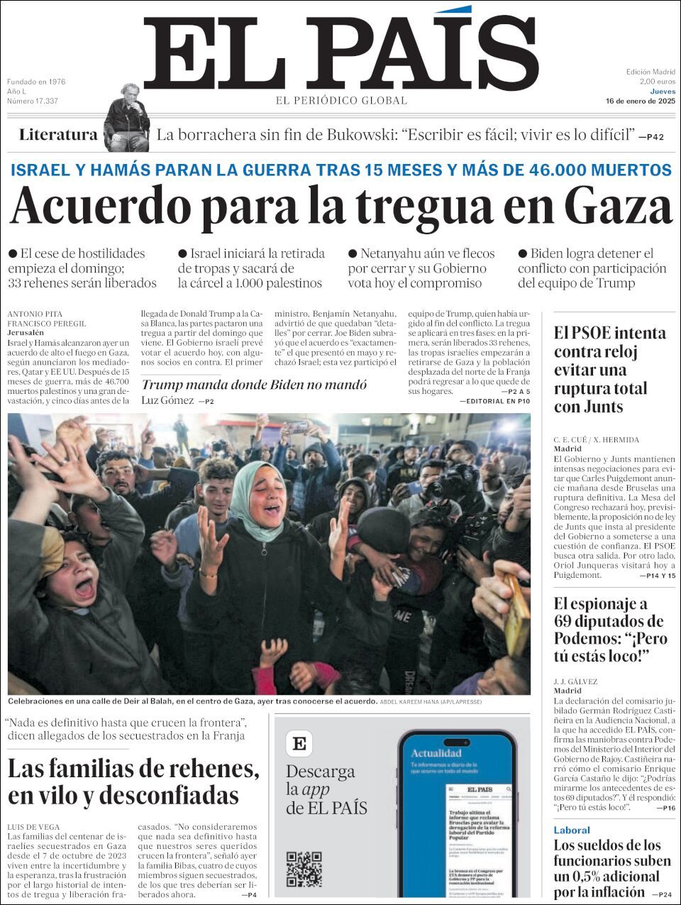 El País, edición del jueves 16 de enero de 2025