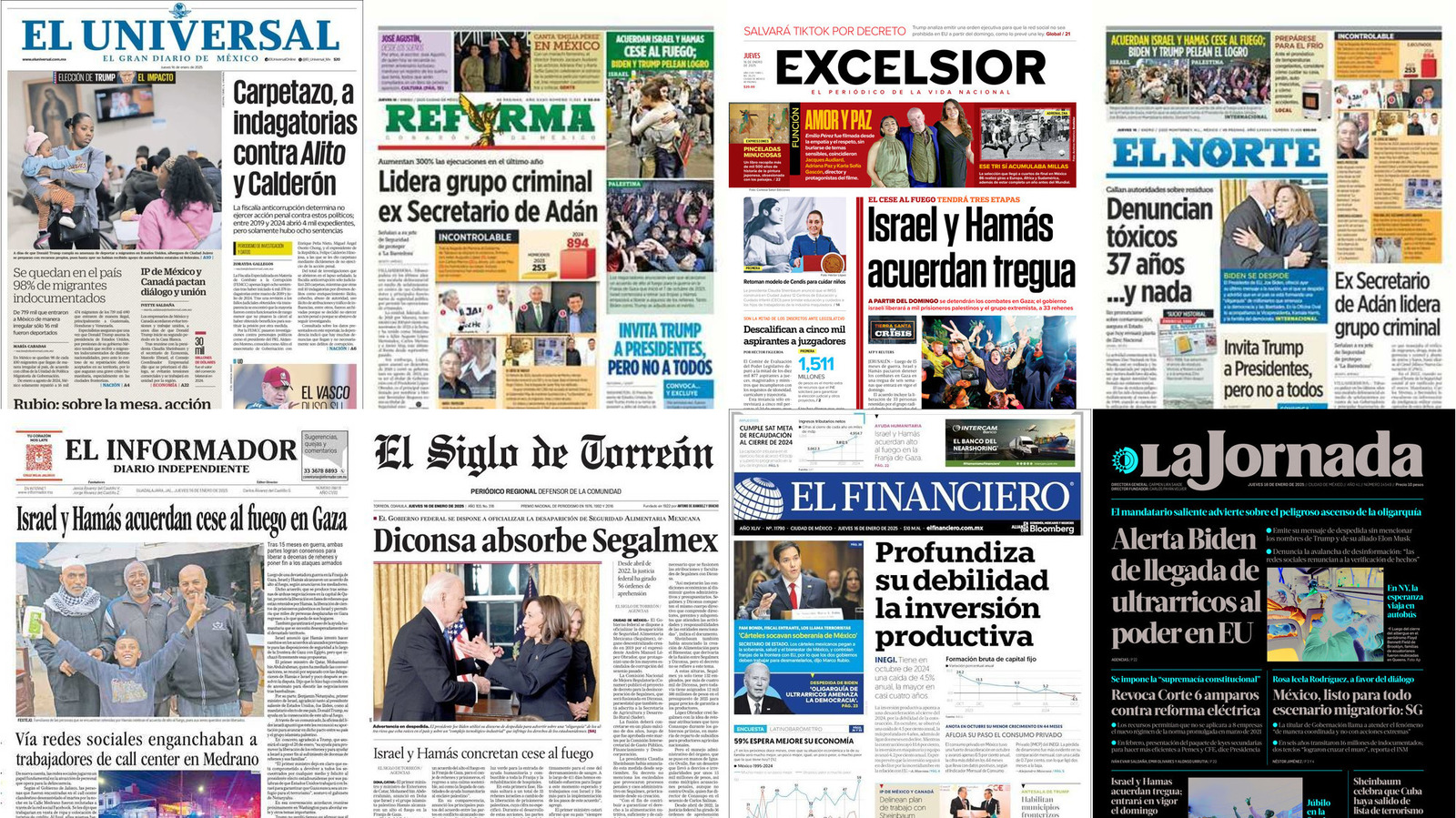 Portadas de periódicos impresos más importantes de México hoy