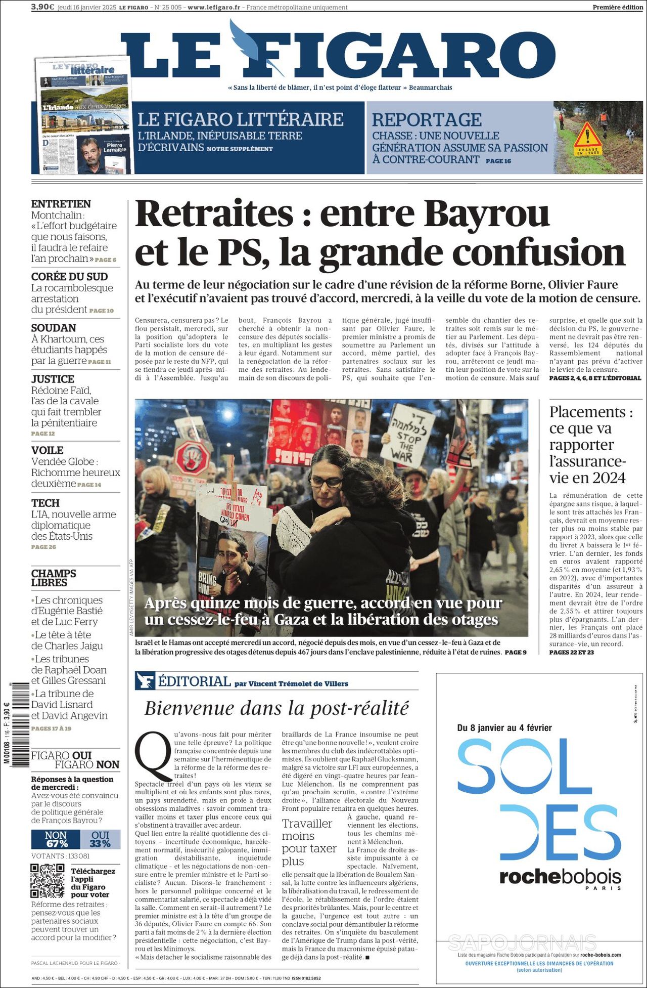 Le Figaro, edición del jueves 16 de enero de 2025