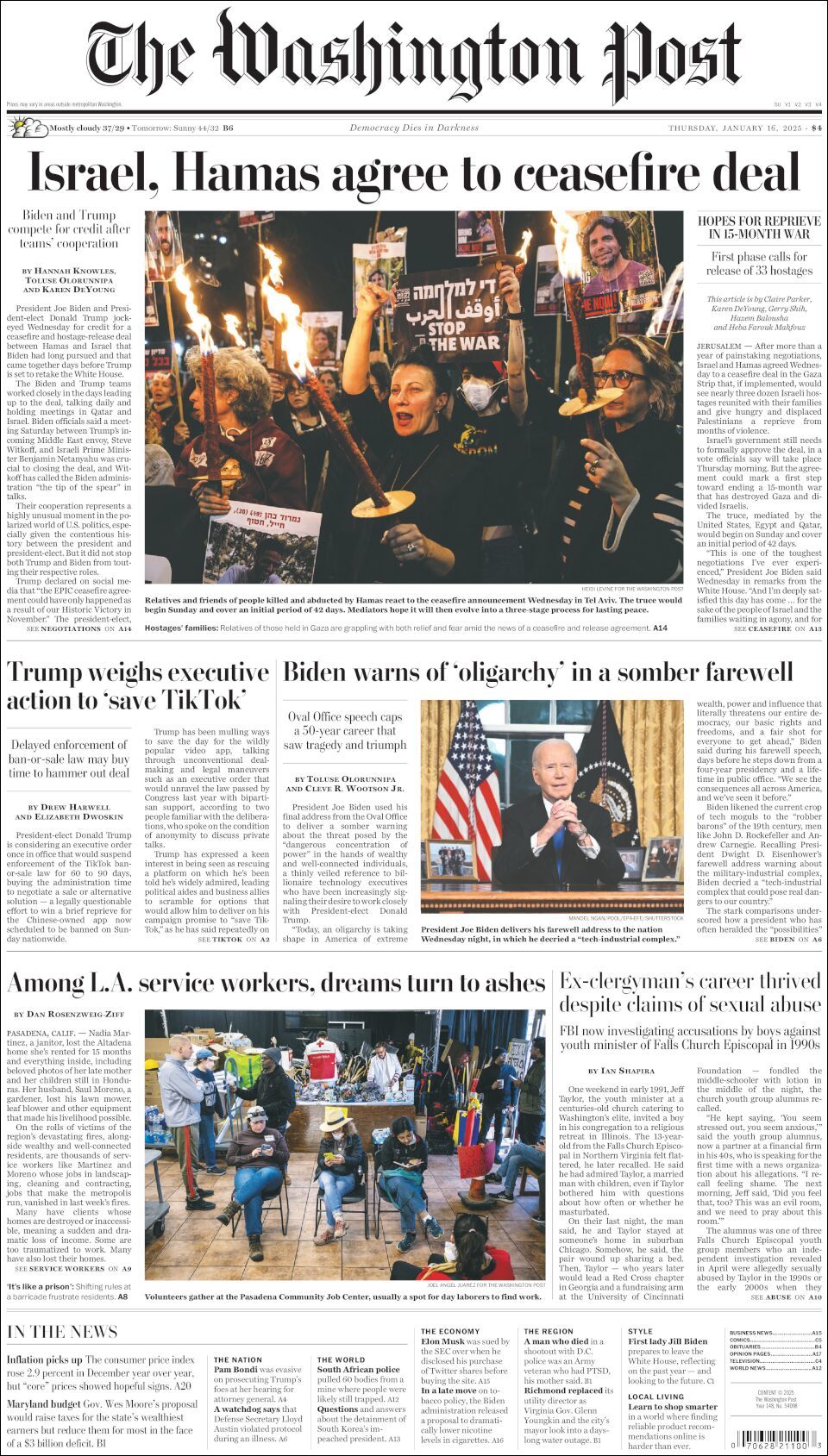 The Washington Post, edición del jueves 16 de enero de 2025