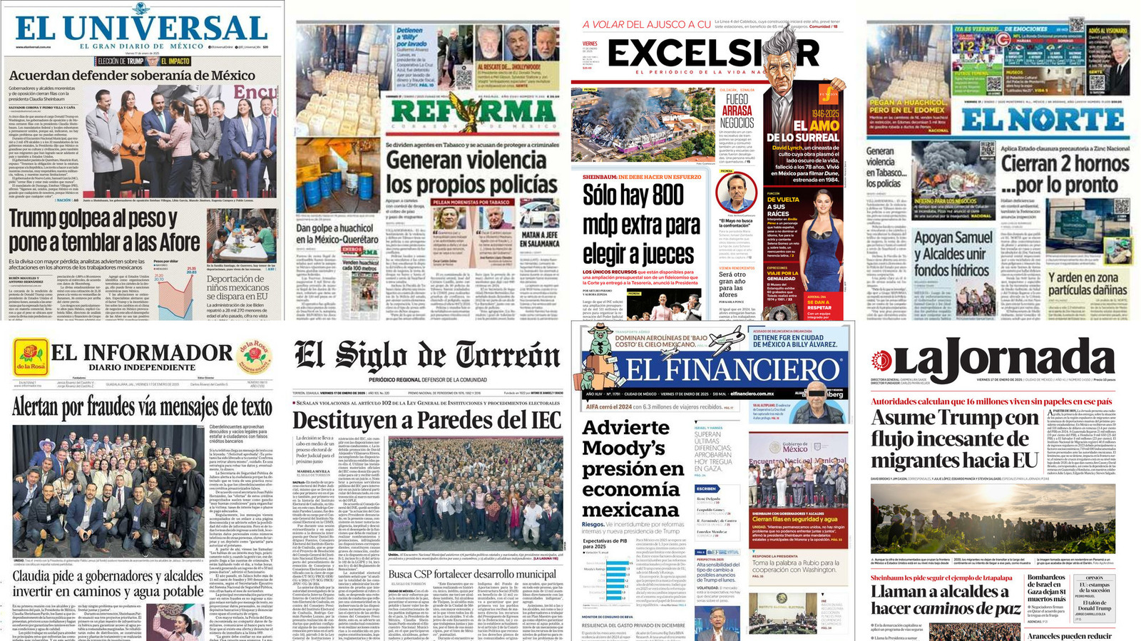 Portadas de periódicos impresos más importantes de México hoy