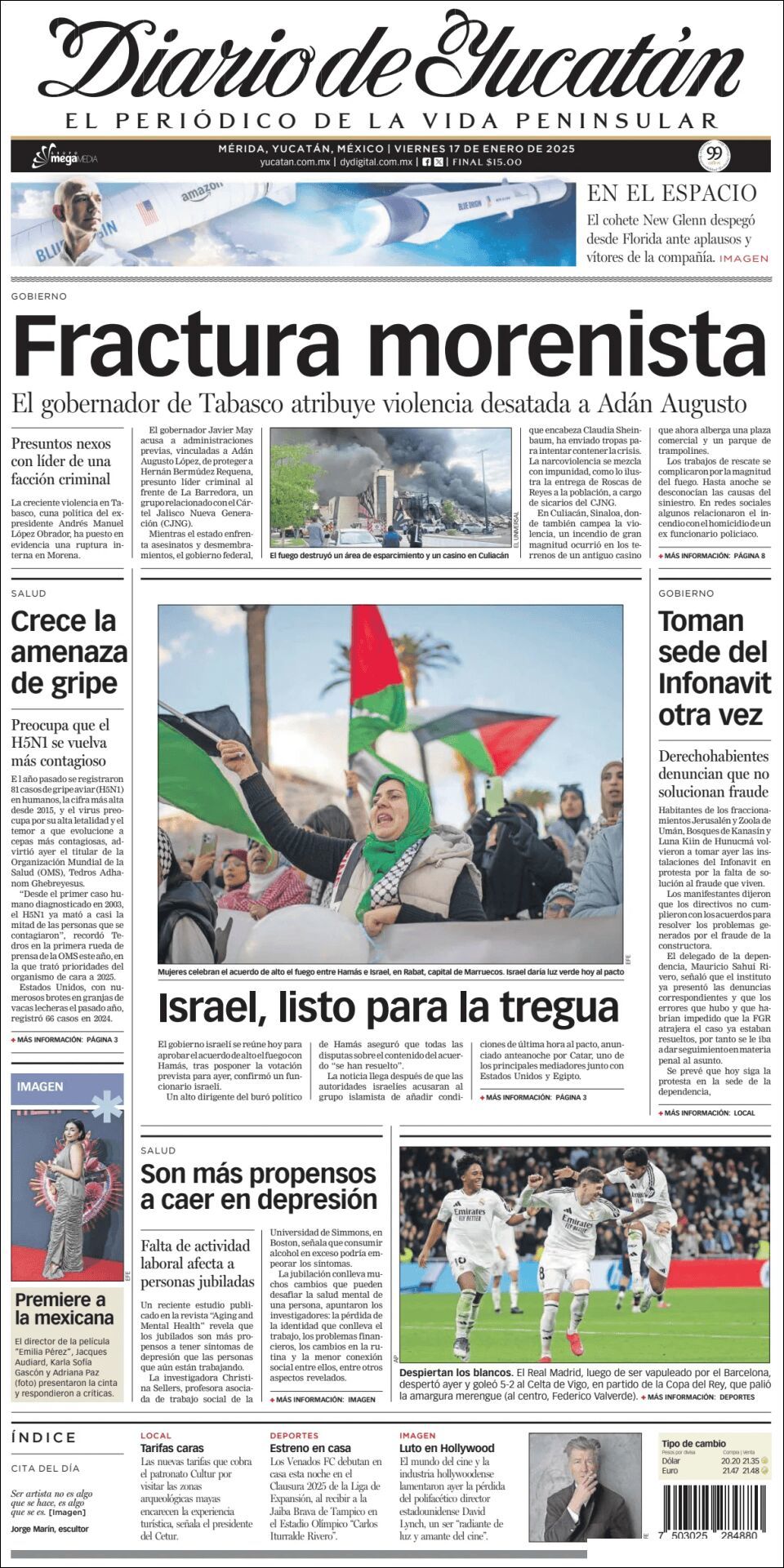 El Diario de Yucatán, edición del viernes 17 de enero de 2025