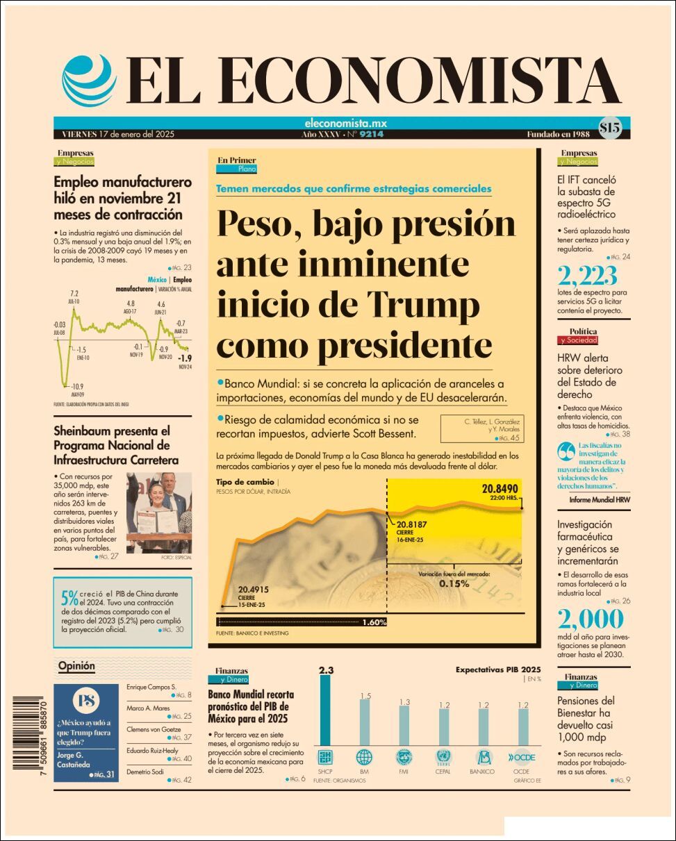 El Economista, edición del viernes 17 de enero de 2025