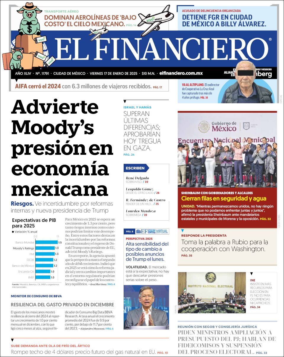 El Financiero, edición del viernes 17 de enero de 2025