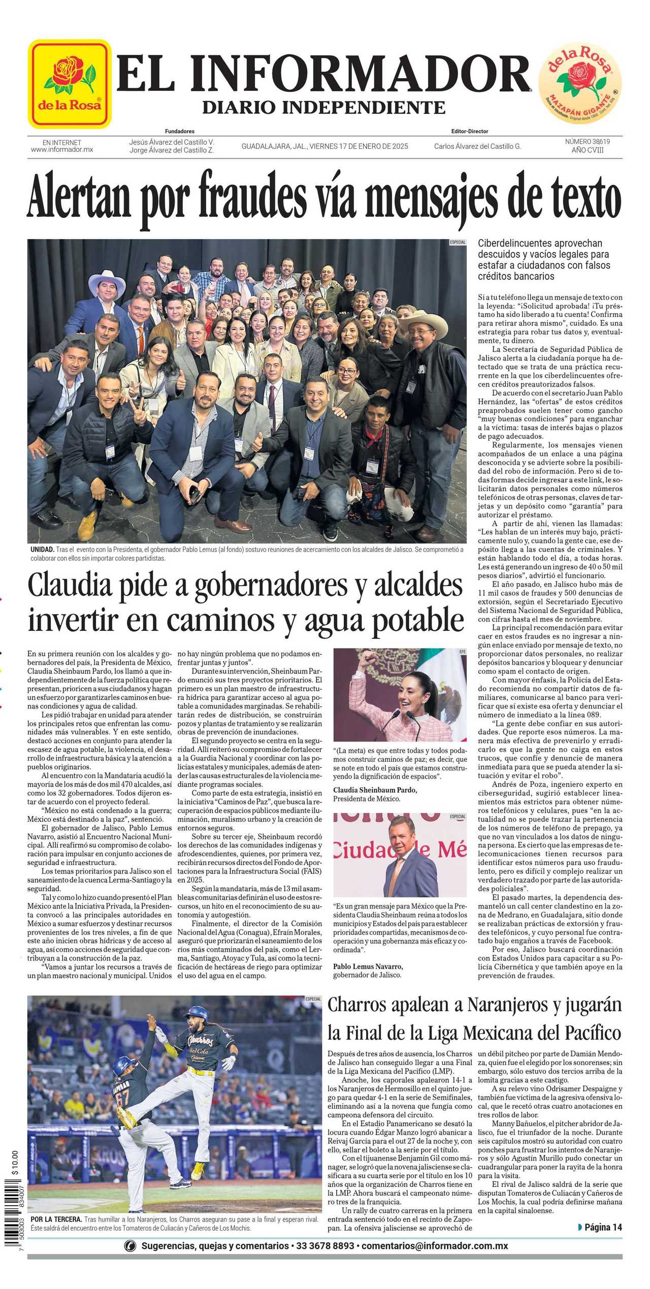 El Informador, edición del viernes 17 de enero de 2025