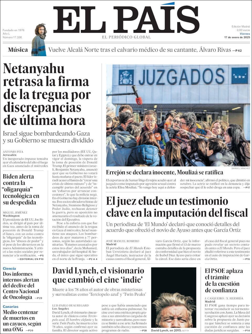 El País, edición del viernes 17 de enero de 2025