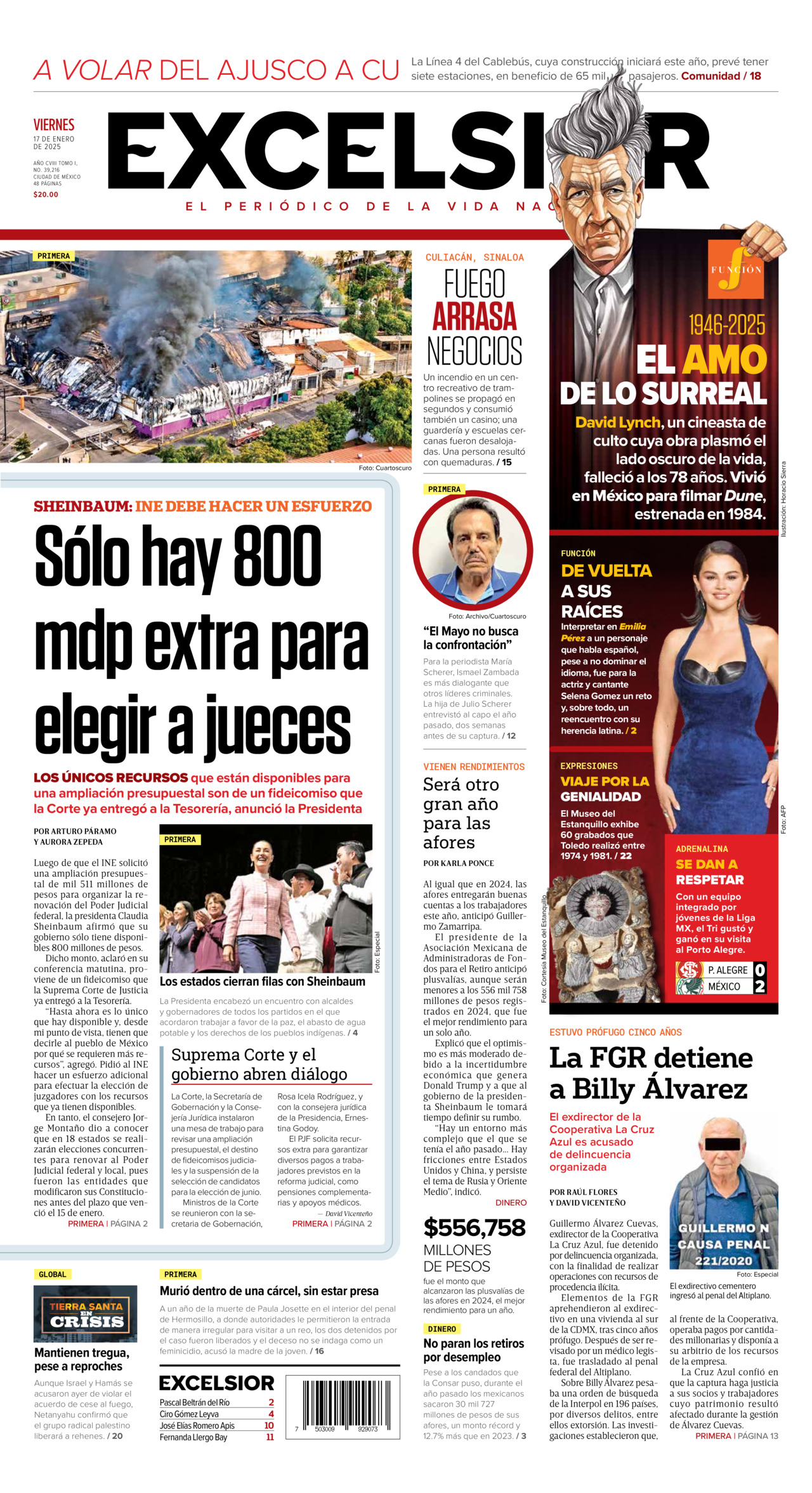 Excelsior, edición del viernes 17 de enero de 2025