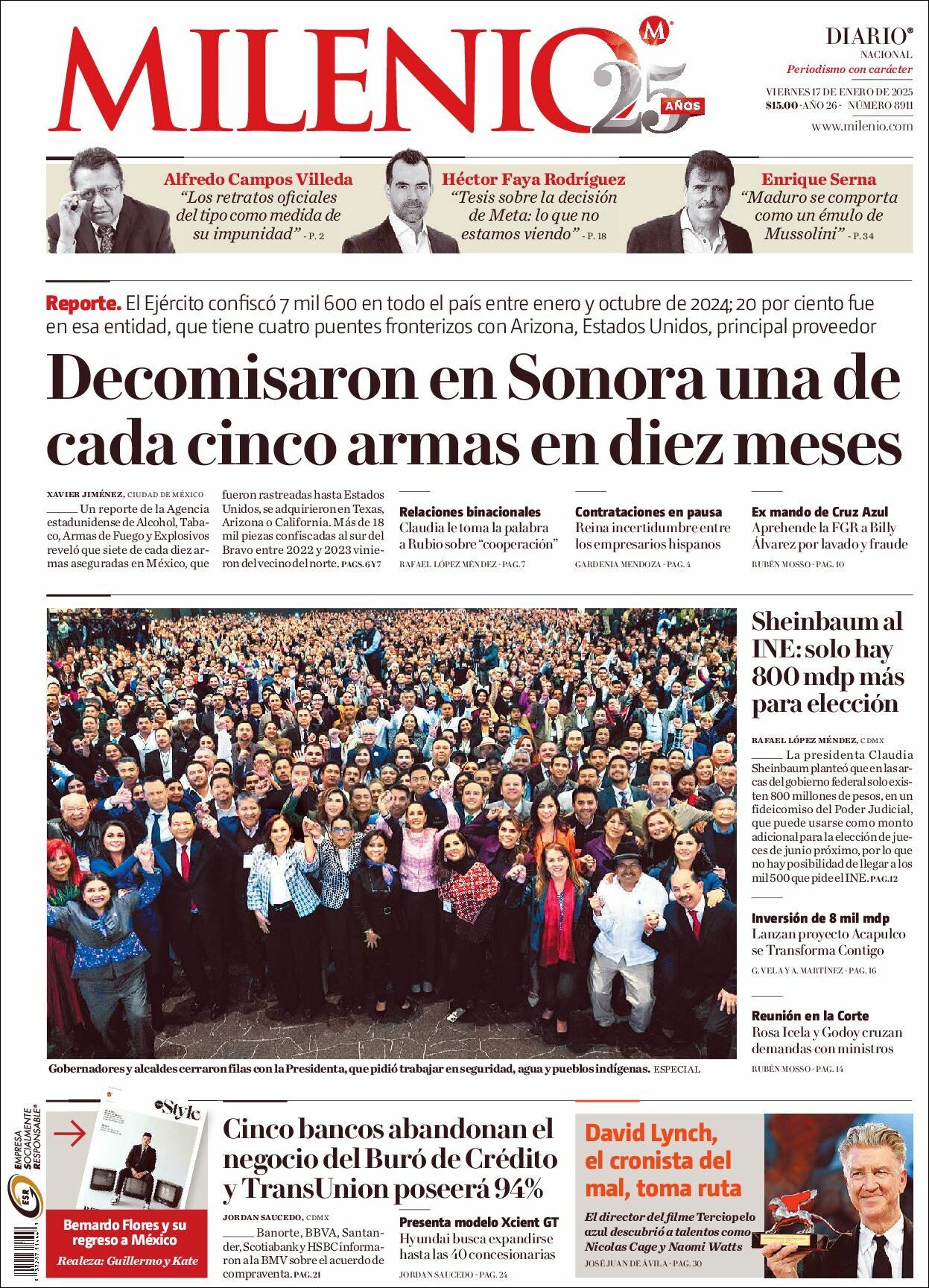 Milenio, edición del viernes 17 de enero de 2025