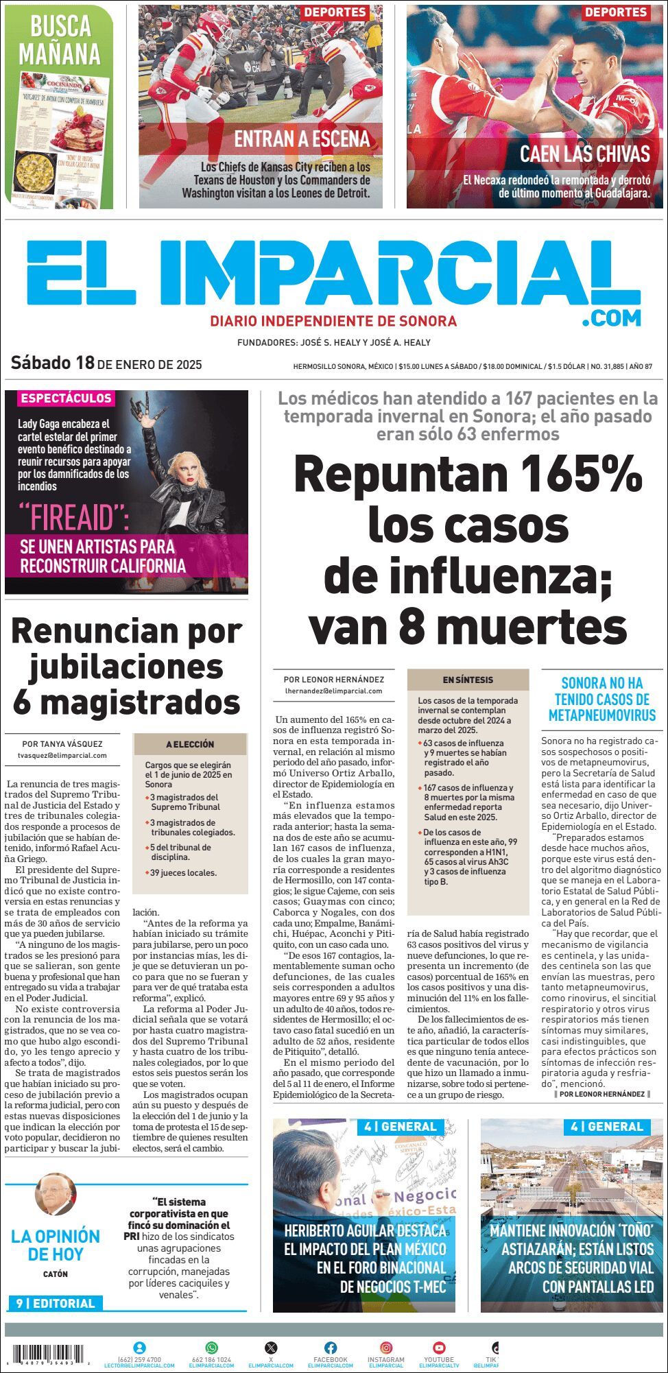 El Imparcial, edición del sábado 18 de enero de 2025