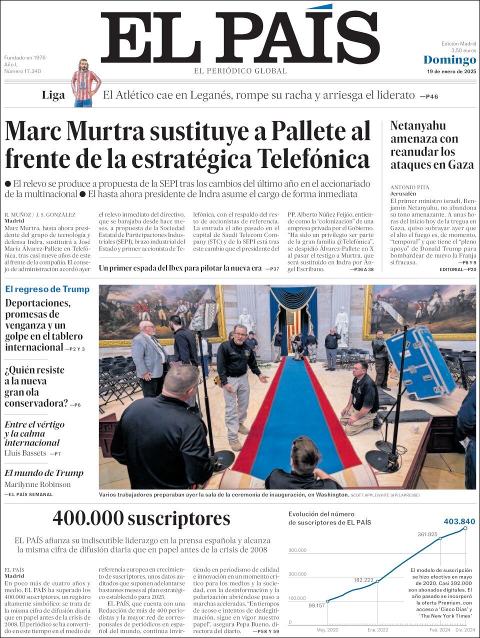 El País, edición del domingo 19 de enero de 2025