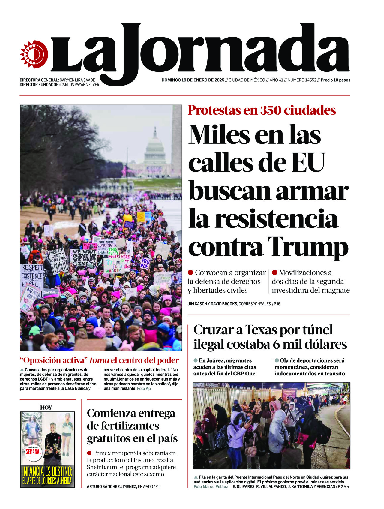 La Jornada, edición del domingo 19 de enero de 2025