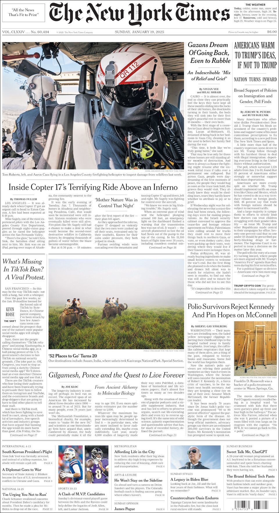 The New York Times, edición del domingo 19 de enero de 2025