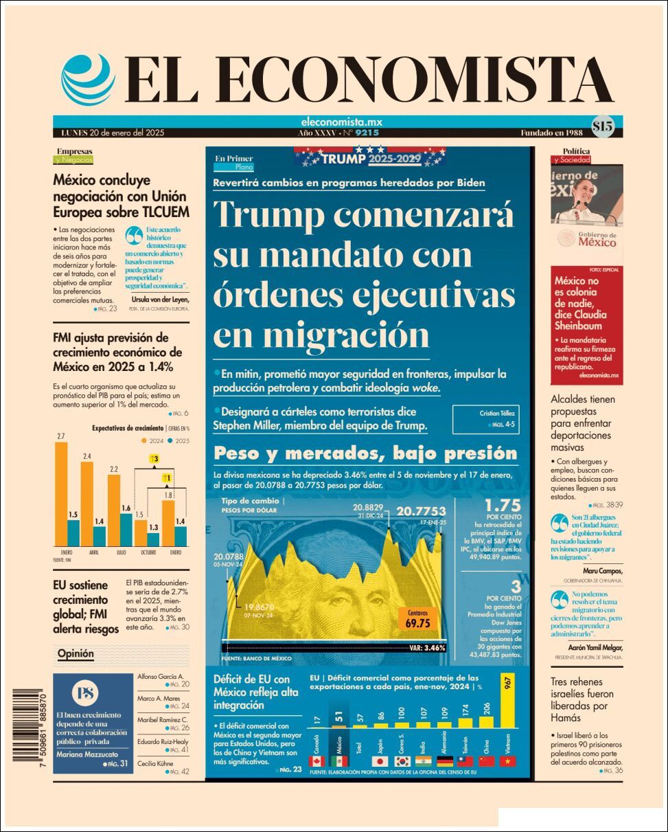 El Economista, edición del lunes 20 de enero de 2025