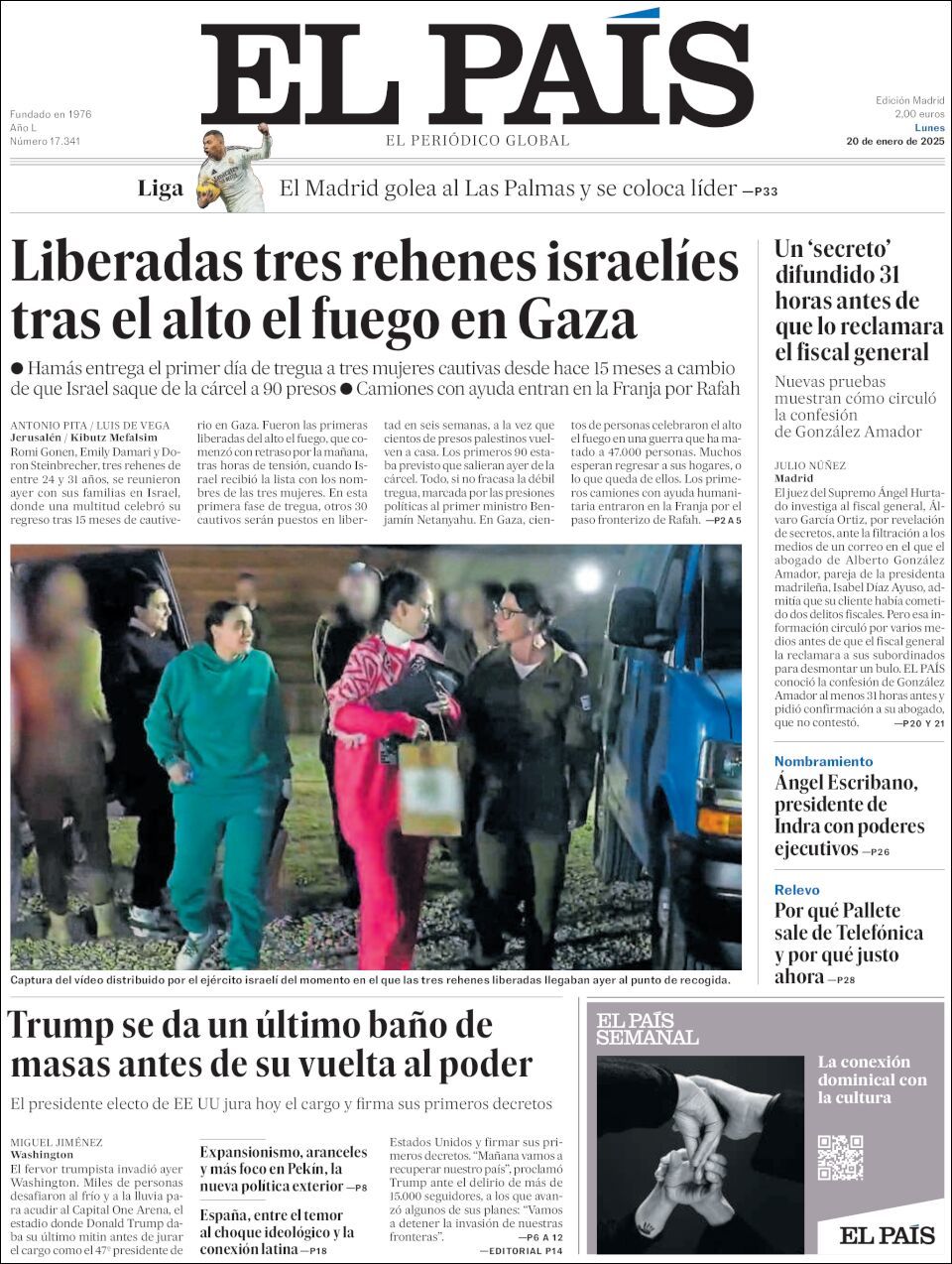 El País, edición del lunes 20 de enero de 2025