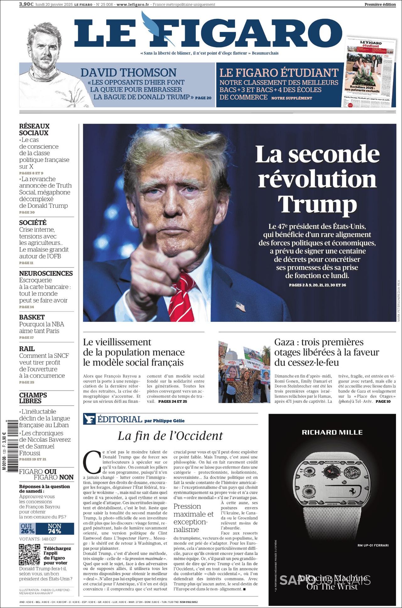 Le Figaro, edición del lunes 20 de enero de 2025