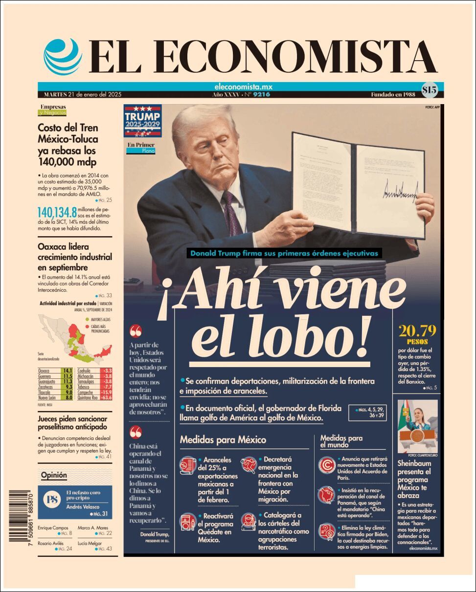 El Economista, edición del martes 21 de enero de 2025