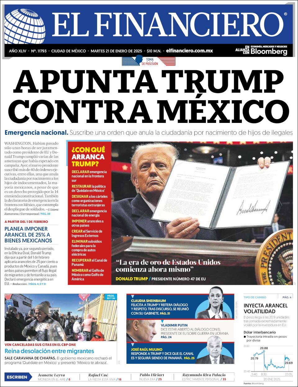 El Financiero, edición del martes 21 de enero de 2025