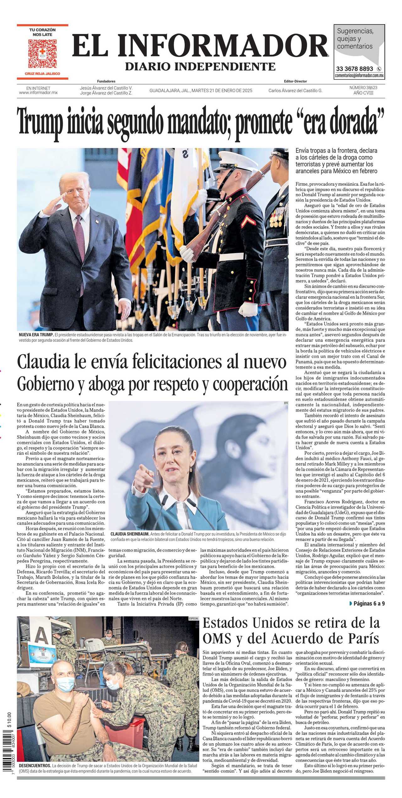 El Informador, edición del martes 21 de enero de 2025