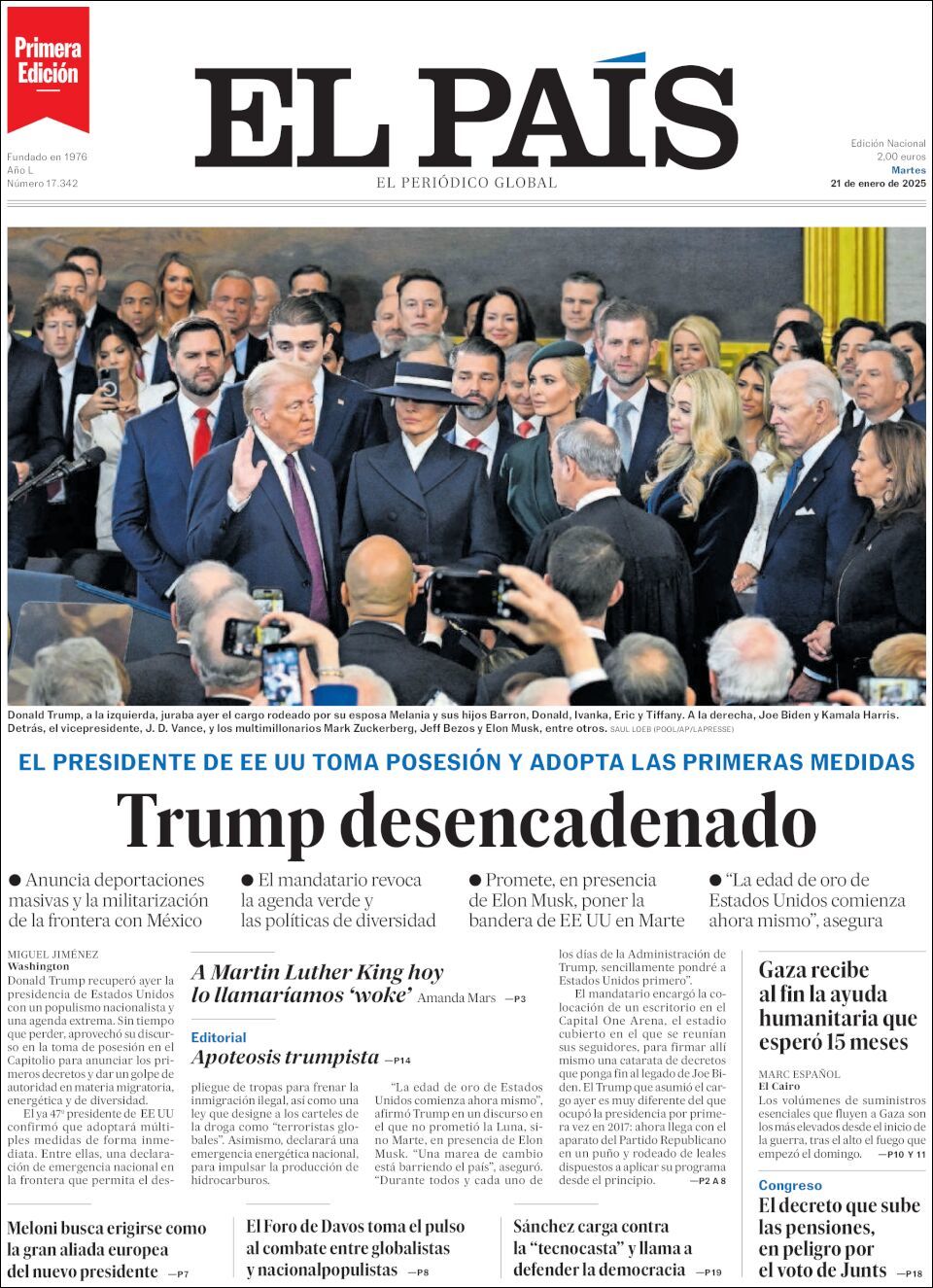 El País, edición del martes 21 de enero de 2025