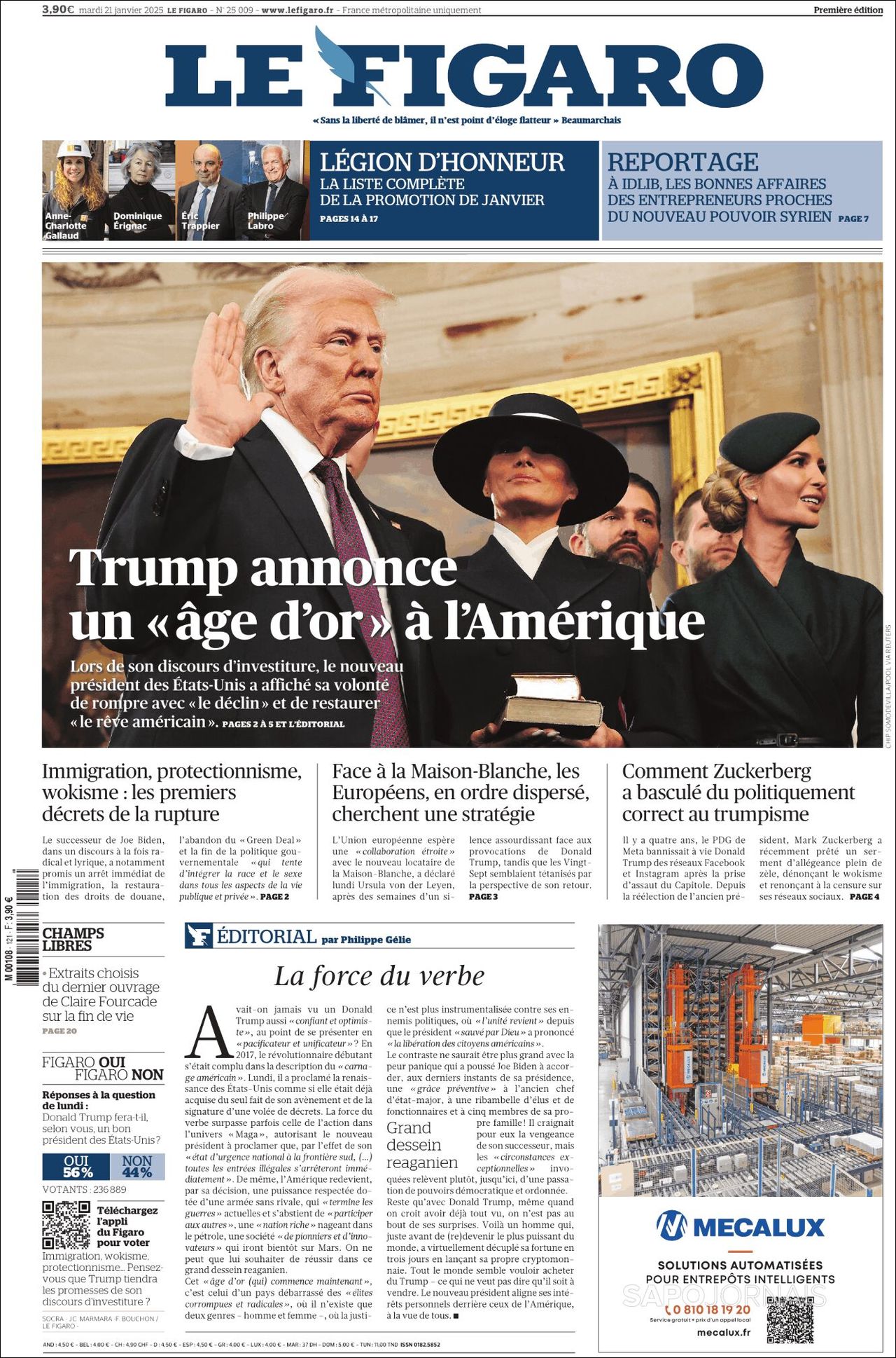 Le Figaro, edición del martes 21 de enero de 2025