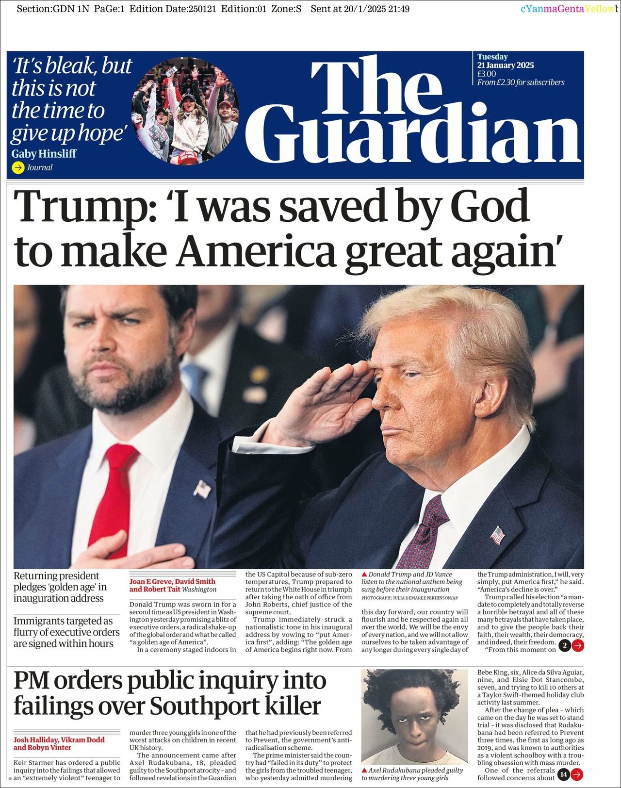 The Guardian, edición del martes 21 de enero de 2025