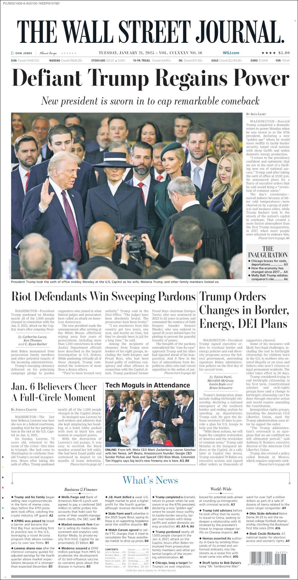 The Wall Street Journal, edición del martes 21 de enero de 2025