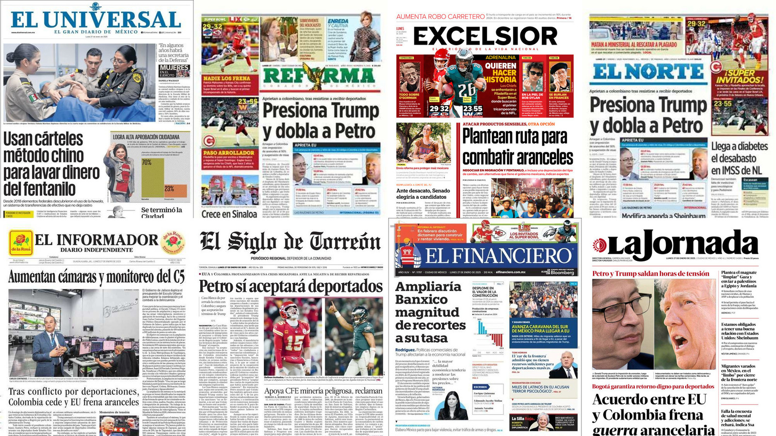 Portadas de periódicos impresos más importantes de México hoy