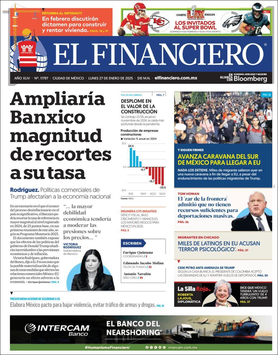 El Financiero, edición del lunes 27 de enero de 2025