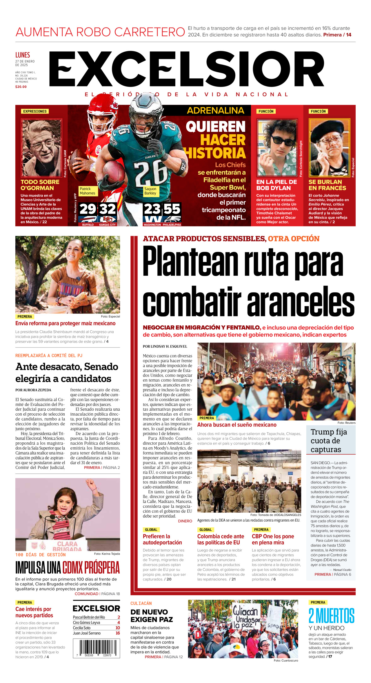 Excelsior, edición del lunes 27 de enero de 2025