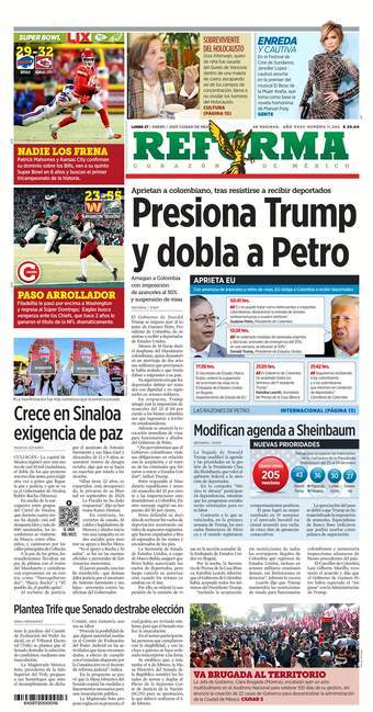 Reforma, edición del lunes 27 de enero de 2025