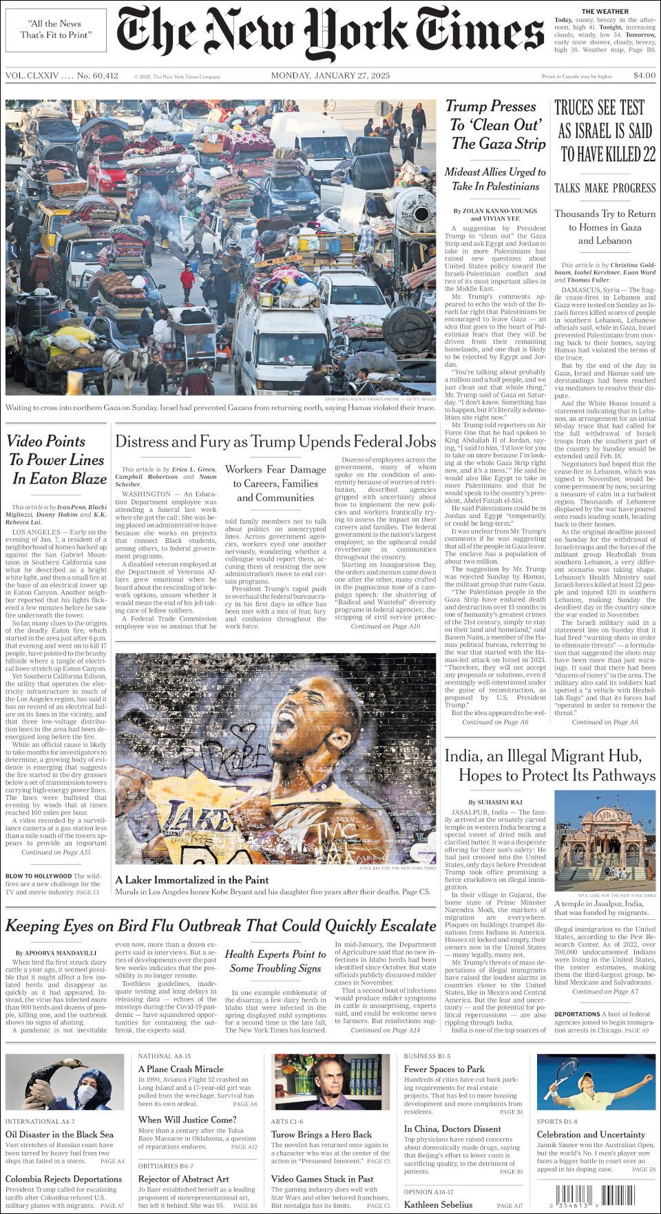 The New York Times, edición del lunes 27 de enero de 2025