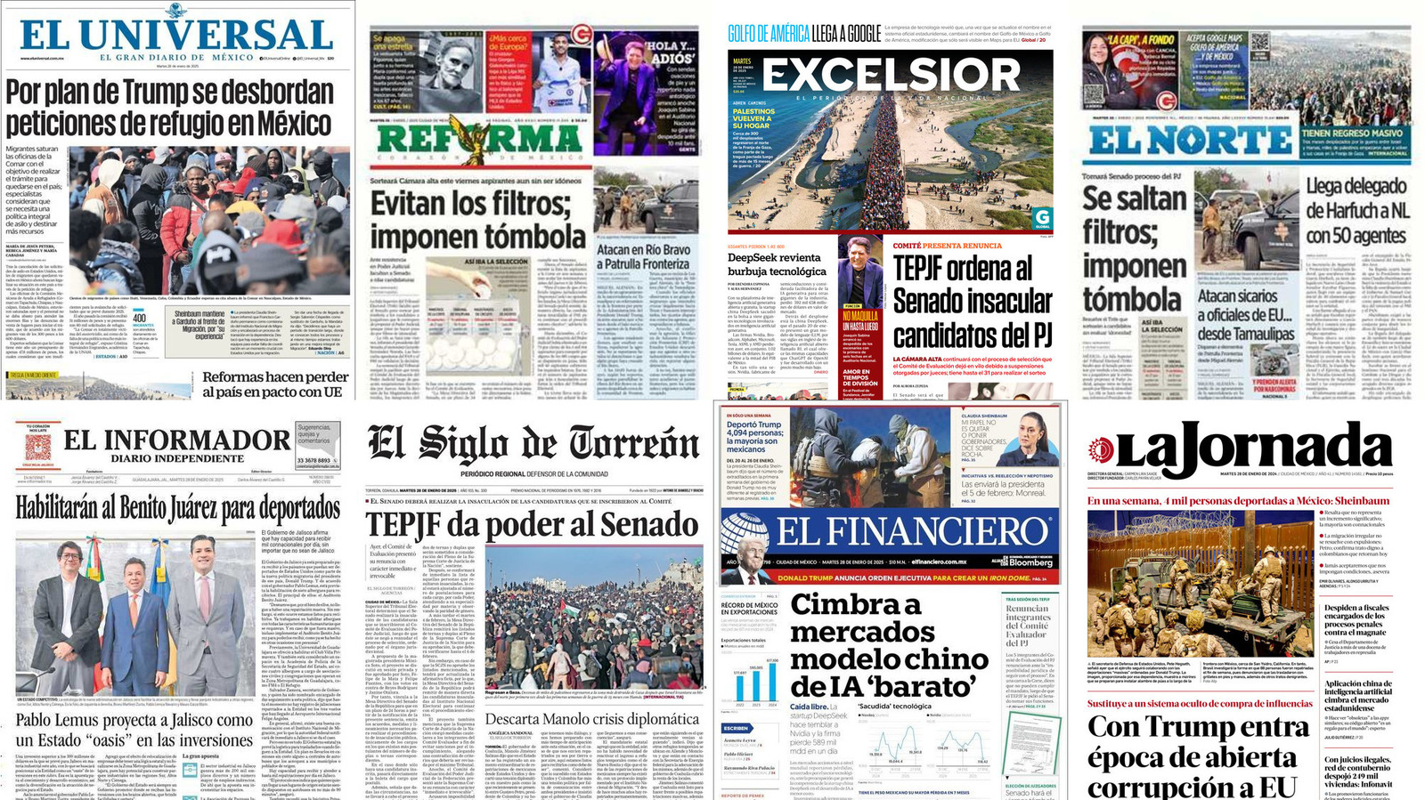 Portadas de periódicos impresos más importantes de México hoy