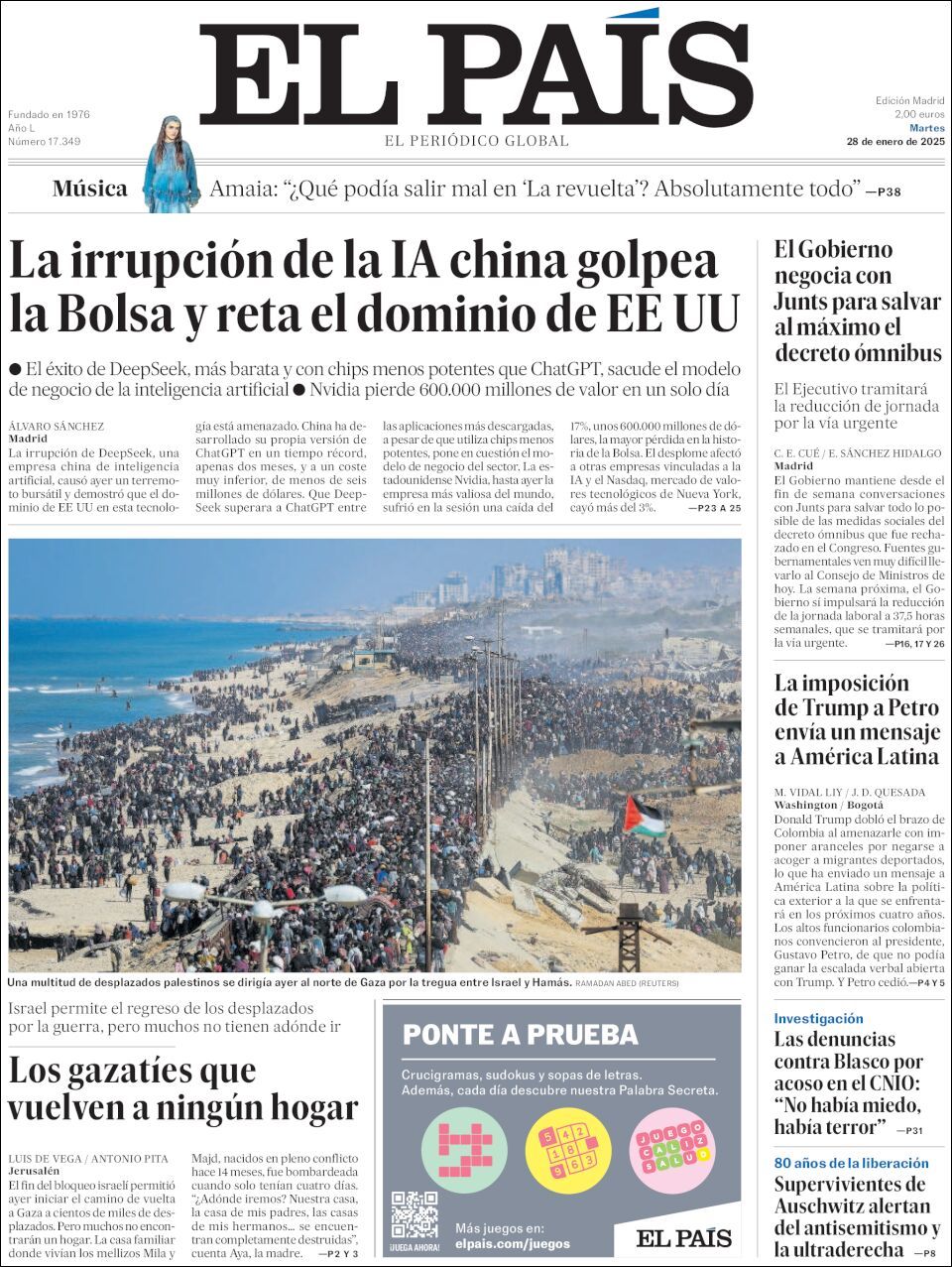 El País, edición del martes 28 de enero de 2025