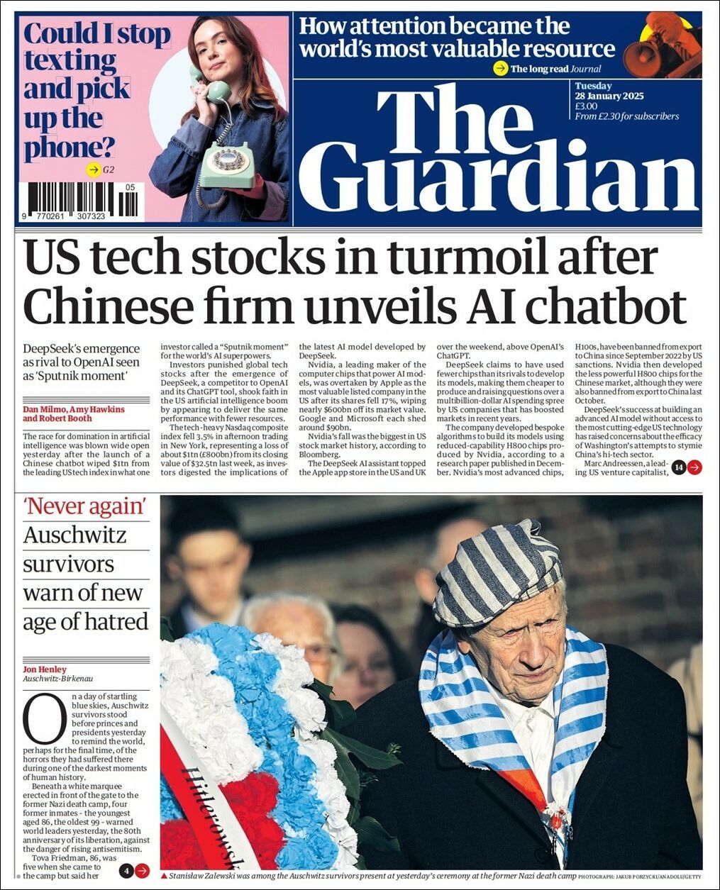 The Guardian, edición del martes 28 de enero de 2025